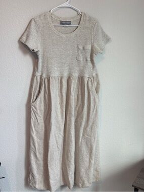 Carol Anderson California cotton and linen Short Sleeve Midi Dress with Pockets